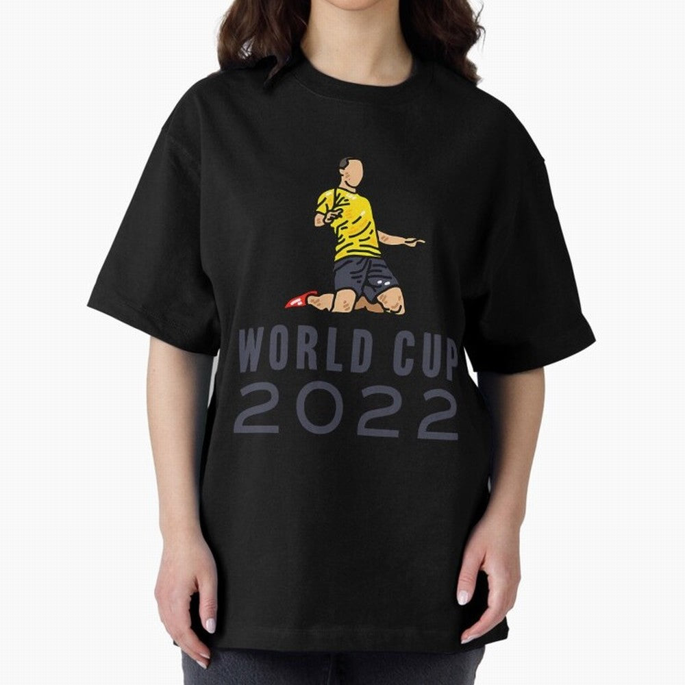World Cup 2022 Oversized T-Shirt Celebrate the Next Chapter of Global Football Passion for FIFA World Cup 2026 USA Canada Mexico, with Haaland, Portugal, Global Supporter Spirit, Legendary Goals, National Colors and Tournament Celebration; Ideal