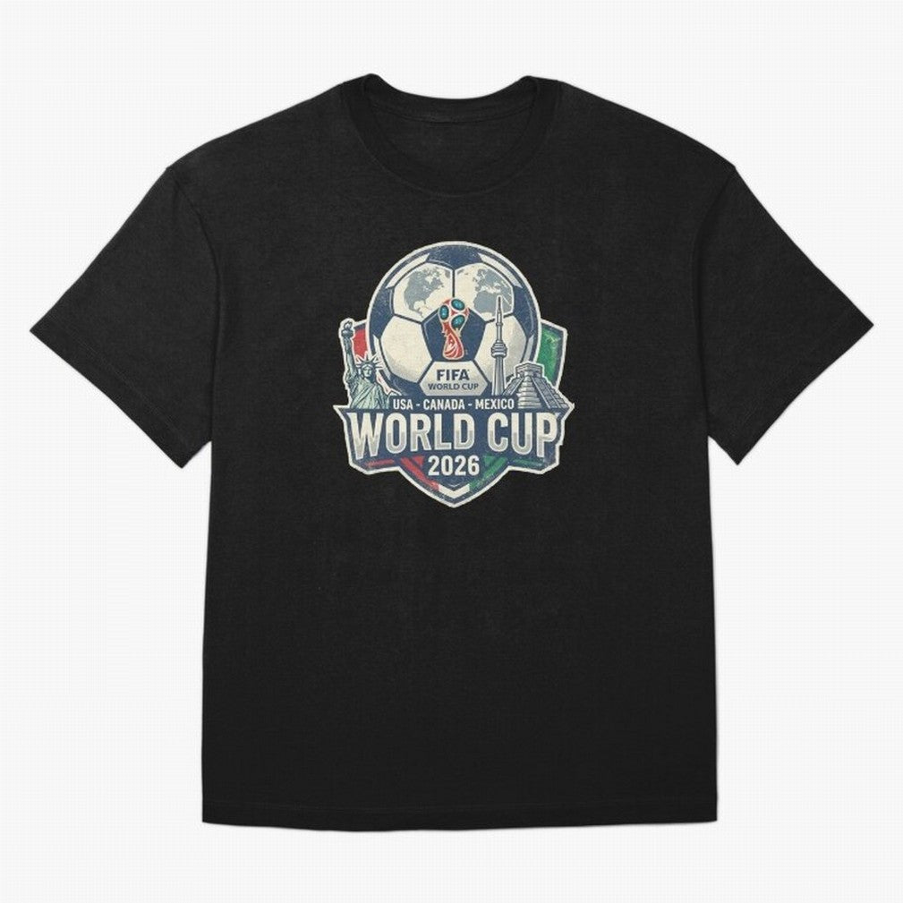 North America United Soccer 2026 Vintage Crest Oversized T-Shirt Carry FIFA World Cup 2026 USA Canada Mexico for Fans of Messi and England, Bringing Sports Nostalgia, International Competition, Famous Players and Unforgettable Victories; Perfect