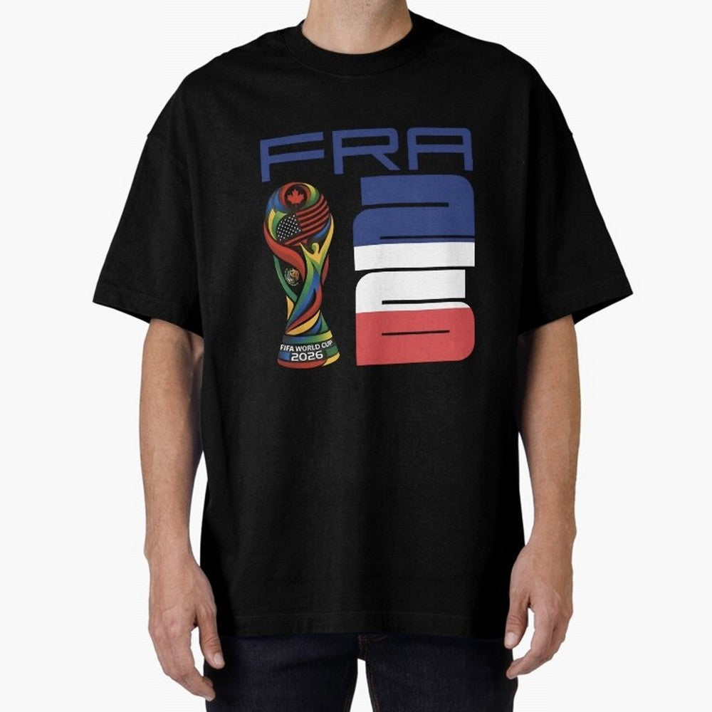 France World Cup 2026 Soccer - FRA 26 Blue White Red Oversized T-Shirt Honor Global Football Passion for FIFA World Cup 2026, Inspired by Messi and Cristiano Ronaldo, Portugal, Sports Nostalgia, International Competition, Famous Players and
