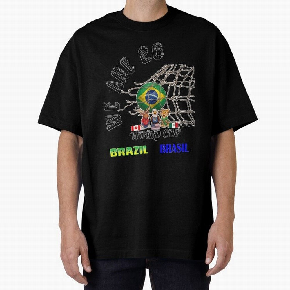 World Cup 26 - Brazil Oversized T-Shirt Turn Up for FIFA World Cup 2026 Group Stage Made for CR7, Argentina, France and Brazil Energy, Soccer Culture, Superstar Moments, National Team Dreams and Competitive Fire; Made for Die Hard Supporters,