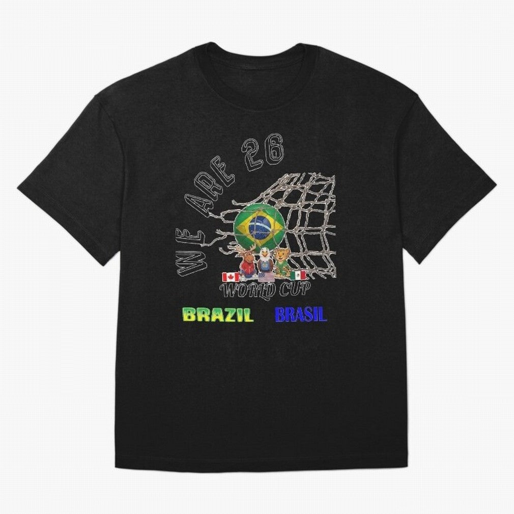 World Cup 26 - Brazil Oversized T-Shirt Turn Up for FIFA World Cup 2026 Group Stage Made for CR7, Argentina, France and Brazil Energy, Soccer Culture, Superstar Moments, National Team Dreams and Competitive Fire; Made for Die Hard Supporters,