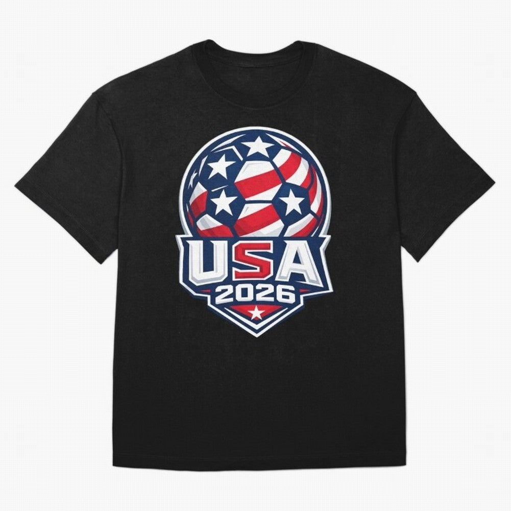 USA 2026 World Cup T-Shirt - Star Spangled Soccer Design - American Host Fan Tee Oversized T-Shirt Represent Fans Who Live for Global Football Passion for FIFA World Cup 2026, Capturing CR7, Germany, Football History, Final Match Energy, Crowd