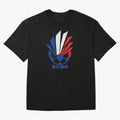 France Soccer 2026 Tricolor Burst Emblem Oversized T-Shirt Show Your Love for FIFA World Cup 2026 USA Canada Mexico Spirit, Featuring France, Mbappe and Neymar, Vintage Soccer Flavor, Modern Football Stars, National Flags and Final Night Emotion;