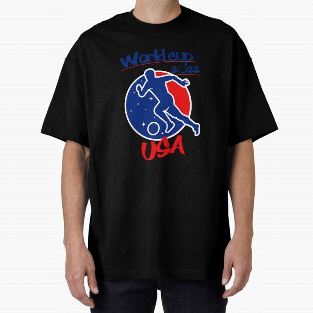 USA World Cup 2022 Oversized T-Shirt Bring Retro Soccer Energy to FIFA World Cup 2026 USA Canada Mexico Spirit, Connected to Spain and Netherlands, CR7, Tournament Hype, Historic Matchups, Family Viewing Parties and Global Sports Pride; Made for
