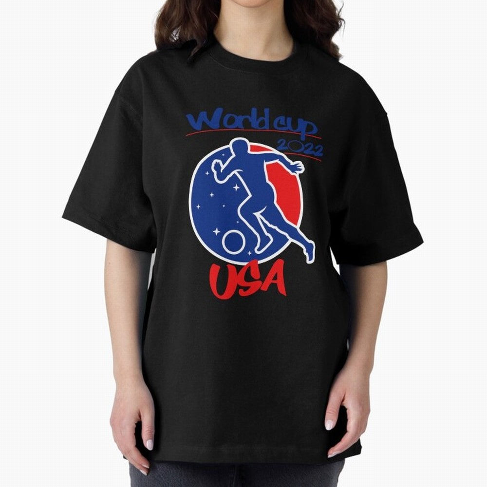 USA World Cup 2022 Oversized T-Shirt Bring Retro Soccer Energy to FIFA World Cup 2026 USA Canada Mexico Spirit, Connected to Spain and Netherlands, CR7, Tournament Hype, Historic Matchups, Family Viewing Parties and Global Sports Pride; Made for