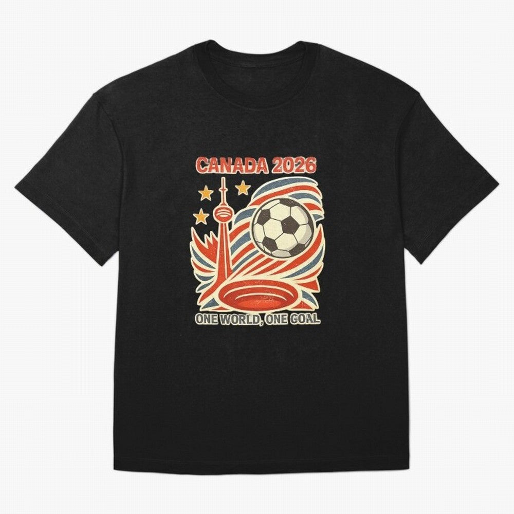 Canada 2026 ¨C One World One Goal Oversized T-Shirt Share the Excitement of Global Football Passion for FIFA World Cup 2026 Group Stage, with Haaland and Mbappe, Spain and Netherlands, Champion Mindset, Group Stage Buzz, Knockout Tension and