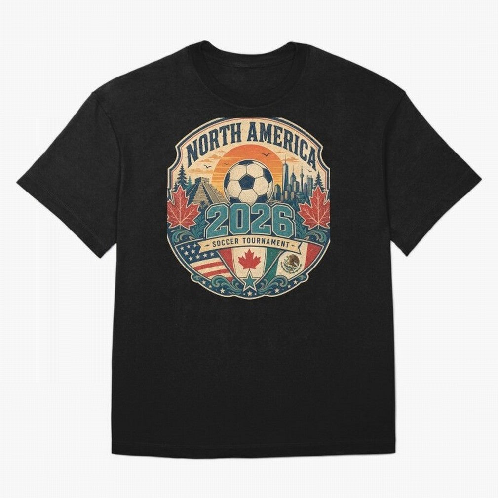 USA Canada Mexico Soccer Cup Oversized T-Shirt Represent the Passion of Match Day Hype around FIFA World Cup 2026 USA Canada Mexico, CR7, England, Retro Football Energy, Iconic Rivalries, Trophy Chase Drama and Stadium Atmosphere; Ideal for