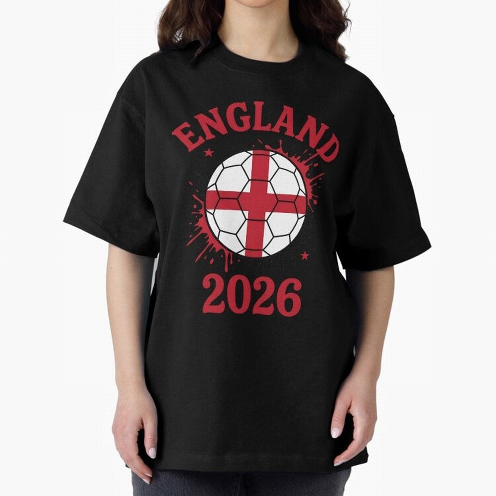 England World Cup 2026 football supporter| St George Cross Football Oversized T-Shirt Enjoy FIFA World Cup 2026 Group Stage for Fans of Haaland and Mbappe and Germany, Bringing Worldwide Fan Energy, Dramatic Goals, Stadium Lights and Championship