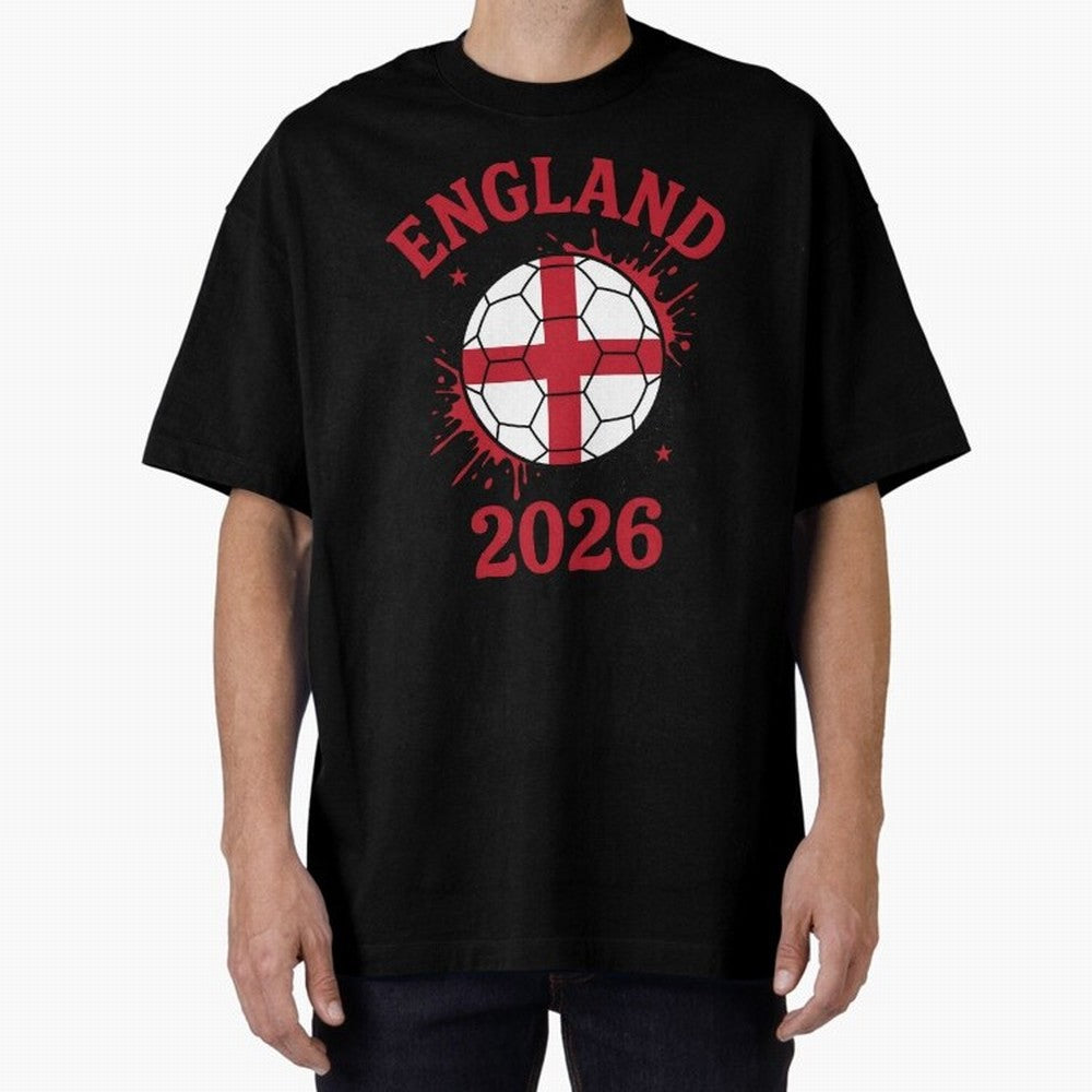 England World Cup 2026 football supporter| St George Cross Football Oversized T-Shirt Enjoy FIFA World Cup 2026 Group Stage for Fans of Haaland and Mbappe and Germany, Bringing Worldwide Fan Energy, Dramatic Goals, Stadium Lights and Championship