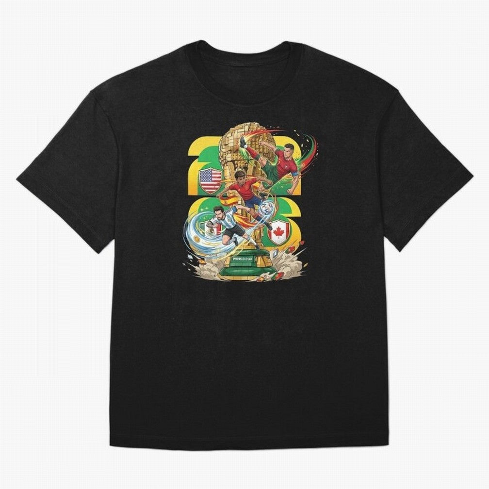World Cup Teams 2026 Oversized T-Shirt Represent Football Lovers during FIFA World Cup 2026 USA Canada Mexico for Fans of Cristiano Ronaldo, Haaland and CR7 and England and Germany, Bringing Sports Nostalgia, International Competition, Famous