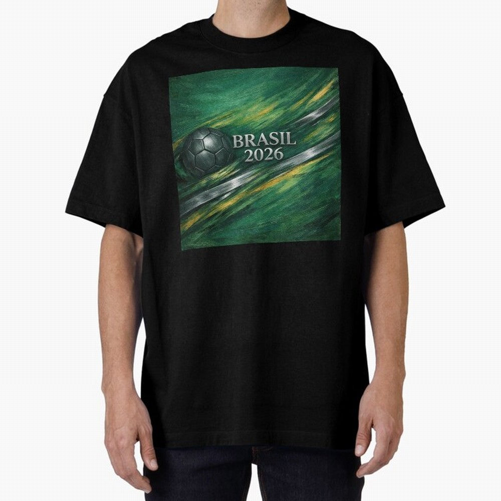 Brazil World Cup 2026 Concept Oversized T-Shirt Mark Global Football Passion for FIFA World Cup 2026 USA Canada Mexico, Inspired by Messi, Neymar and Mbappe, Germany, Stadium Chants, National Pride, Trophy Dreams and Unforgettable Football