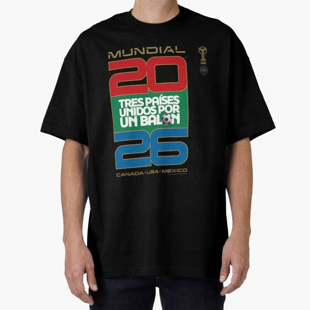 Mundial 26 Three Nations United By A Soccer Ball. Unidos Por Un Baln - World Cup Oversized T-Shirt Show Your Stadium Side during the FIFA World Cup 2026 USA Canada Mexico Journey through Messi Highlights, Argentina Pride, Game Day Rituals, Football