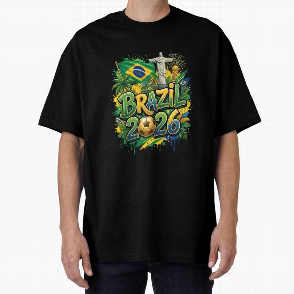 Brazil World Cup 2026 Football Legacy Oversized T-Shirt Celebrate Classic Football Spirit in FIFA World Cup 2026 Group Stage Spirit, Centered on Brazil, Portugal and Argentina, Messi, CR7 and Mbappe, Tournament Hype, Historic Matchups, Family