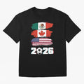 USA Canada Mexico Flag 2026 Cup Brush Art Oversized T-Shirt Relive Legendary Nights from FIFA World Cup 2026 Spirit, Celebrating Netherlands, Messi, Classic Soccer Heritage, Championship Pressure, Fan Loyalty and International Pride; Made for