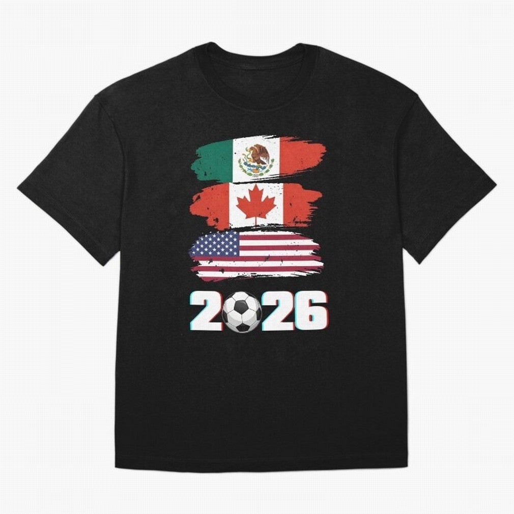 USA Canada Mexico Flag 2026 Cup Brush Art Oversized T-Shirt Relive Legendary Nights from FIFA World Cup 2026 Spirit, Celebrating Netherlands, Messi, Classic Soccer Heritage, Championship Pressure, Fan Loyalty and International Pride; Made for