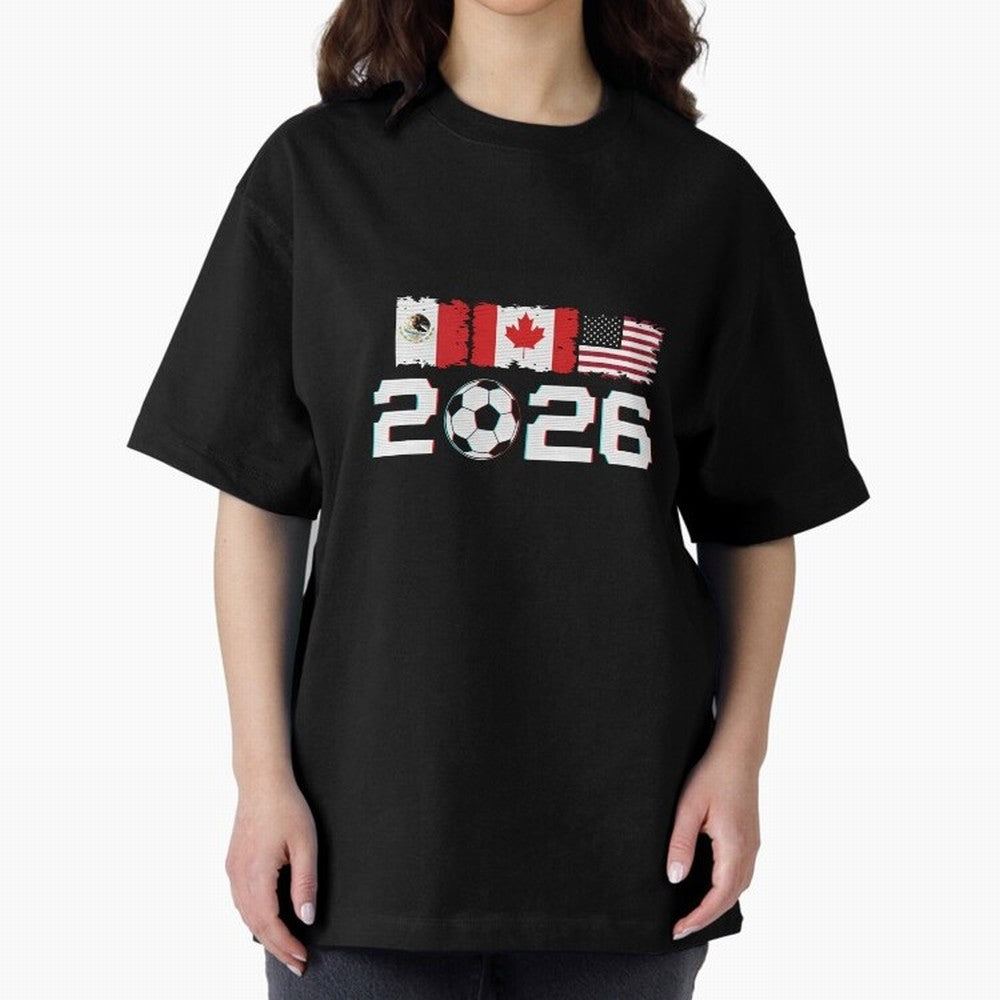 Glitched United 2026 Cup - North America Emblem Part 2 T-Shirt_82924673 Oversized T-Shirt Remember FIFA World Cup 2026 Spirit, Filled with England and Germany, Messi, Championship Spirit, Famous Goals, Roaring Crowds and International Football