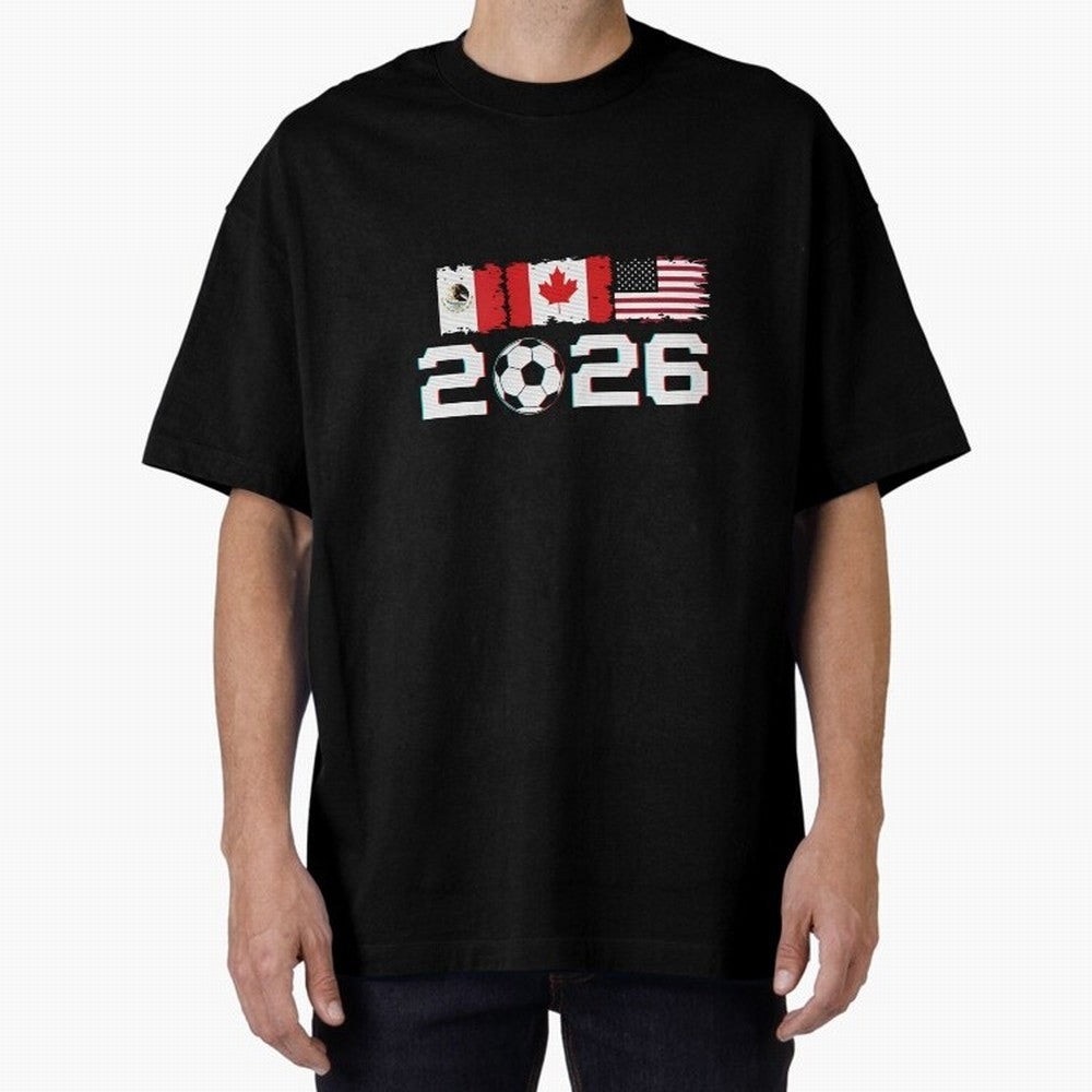 Glitched United 2026 Cup - North America Emblem Part 2 T-Shirt_82924673 Oversized T-Shirt Remember FIFA World Cup 2026 Spirit, Filled with England and Germany, Messi, Championship Spirit, Famous Goals, Roaring Crowds and International Football
