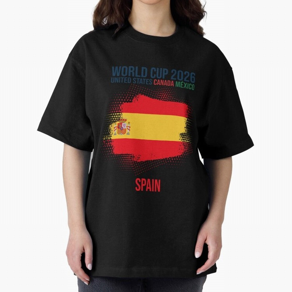 SPAIN WORLD CUP 2026 Oversized T-Shirt Make Your Look Match FIFA World Cup 2026 USA Canada Mexico Spirit, Driven by Argentina and Brazil, Mbappe and Neymar, Football Passion, Legendary Performances, Festival Vibes and Supporter Community; Great for