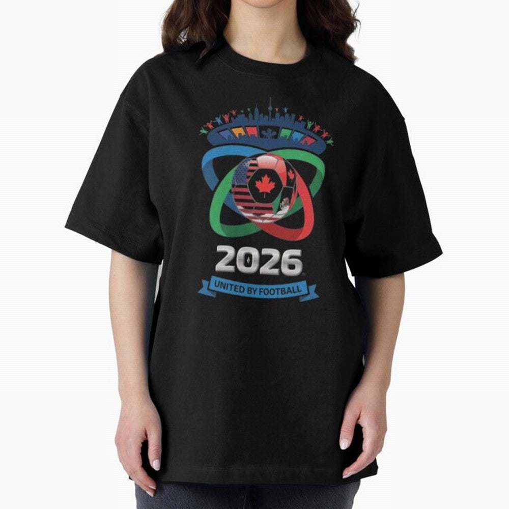 Infinity Loop World Cup 2026 Host Nation Design Oversized T-Shirt Represent Fans Who Live for FIFA World Cup 2026 Centered on Mbappe, Brazil, Portugal and Argentina Energy, Retro Football Energy, Iconic Rivalries, Trophy Chase Drama and Stadium