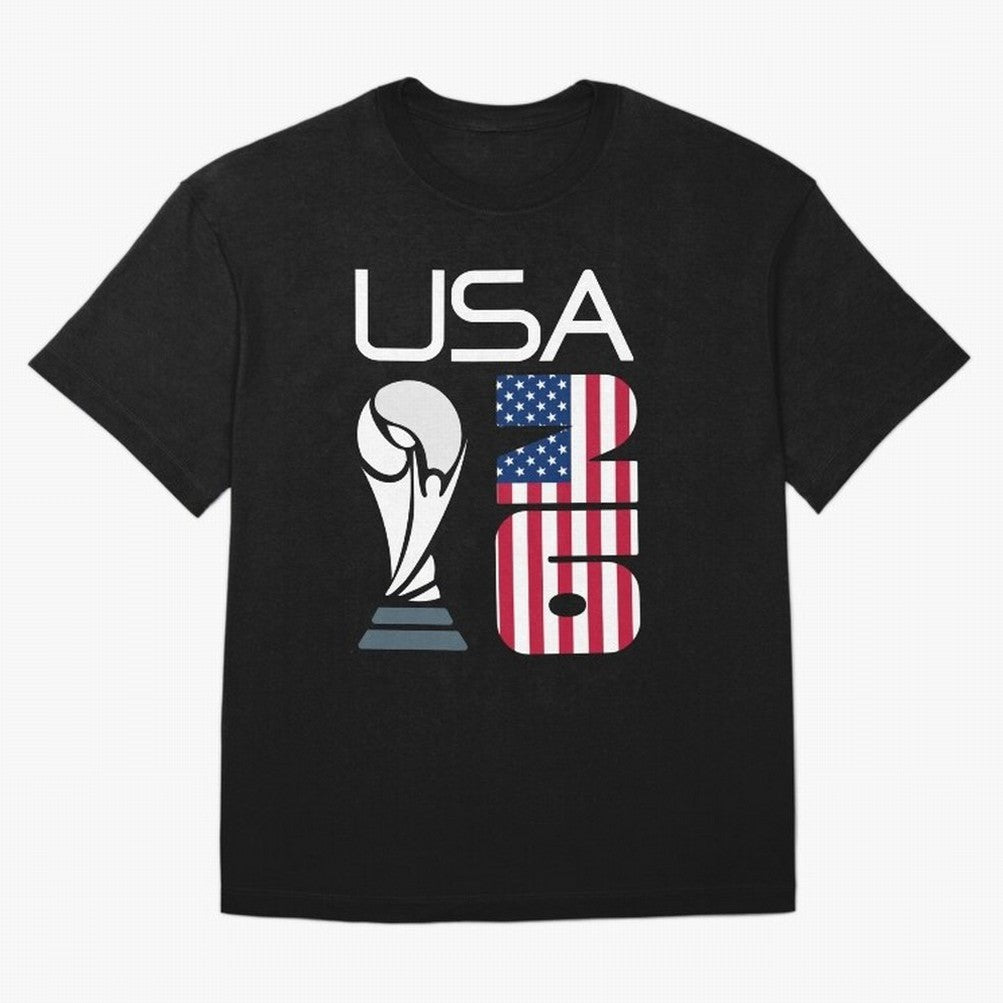 USA 2026 Soccer World Cup Trophy American Flag Design Oversized T-Shirt Cheer through Every Moment of FIFA World Cup 2026 USA Canada Mexico Highlighting Neymar, Haaland and Cristiano Ronaldo, Netherlands Energy, Match Day Excitement, Supporter