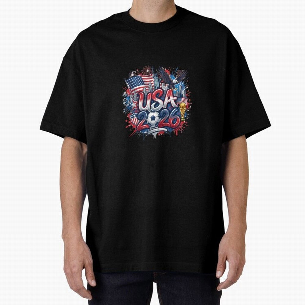 Usa World Cup 2026 Football Legacy Oversized T-Shirt Stand Proud for FIFA World Cup 2026 Group Stage for Fans of Neymar and Portugal, Bringing Match Day Excitement, Supporter Culture, Golden Goals and Global Football Passion; Great for Watch