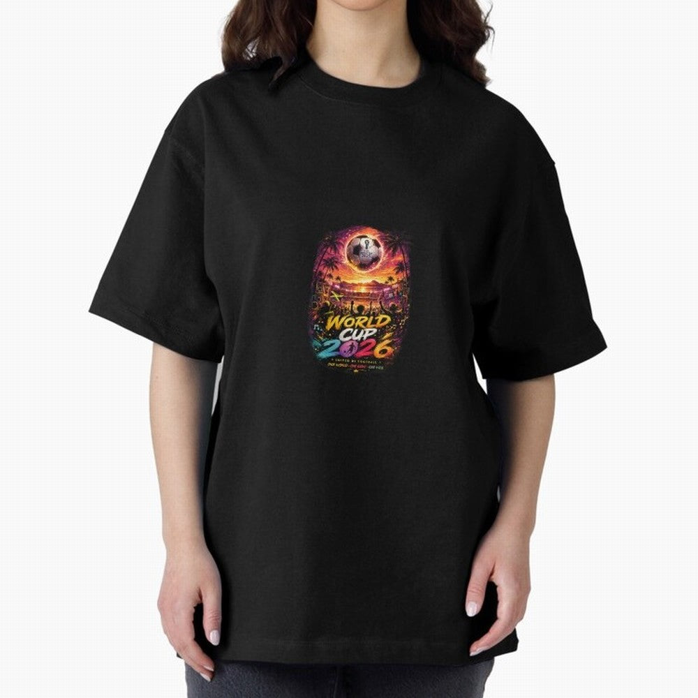 Copy of World Cup 2026 ¨C United Passion ?? | Neon Football Design Oversized T-Shirt Back the Journey through Match Day Hype around FIFA World Cup 2026 Group Stage, Mbappe, France, Supporter Pride, Iconic Celebrations, Legendary Names and Global