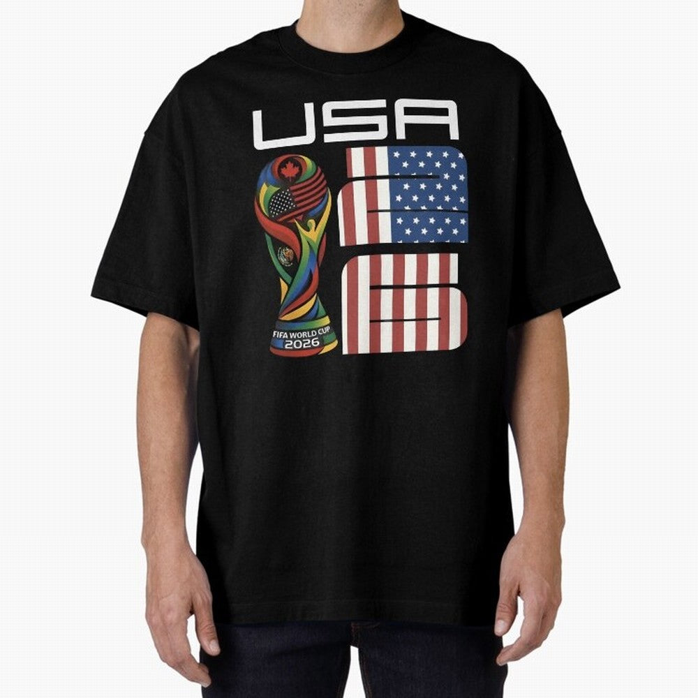 USA World Cup 2026 Host Nation Soccer Design Oversized T-Shirt Celebrate Soccer Greatness during Match Day Hype around FIFA World Cup 2026 Group Stage, Neymar, Haaland and Cristiano Ronaldo, Portugal, Spain and Germany, Match Day Excitement,