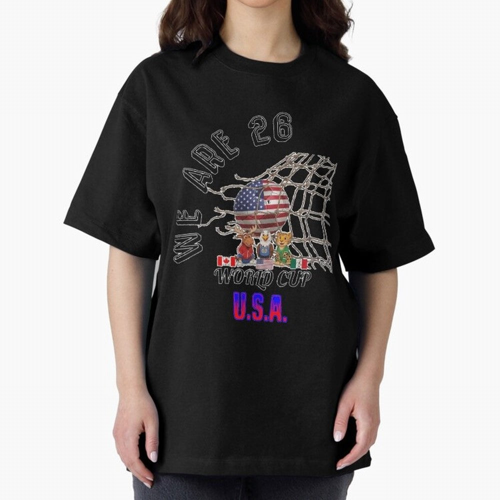 World cup 26 - USA Oversized T-Shirt Elevate Global Football Passion for FIFA World Cup 2026 Group Stage, Made for Mbappe and Neymar, Portugal, Spain and Germany, Sports Nostalgia, International Competition, Famous Players and Unforgettable