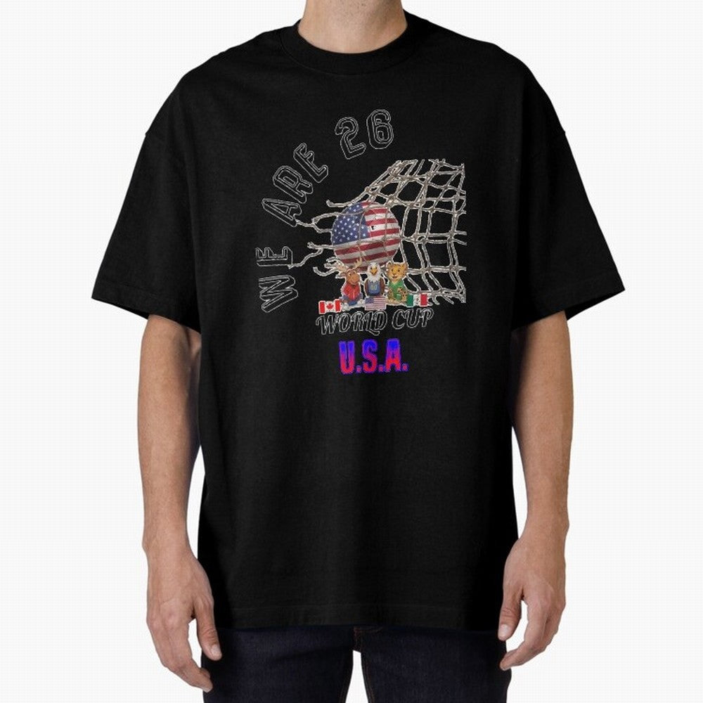 World cup 26 - USA Oversized T-Shirt Elevate Global Football Passion for FIFA World Cup 2026 Group Stage, Made for Mbappe and Neymar, Portugal, Spain and Germany, Sports Nostalgia, International Competition, Famous Players and Unforgettable