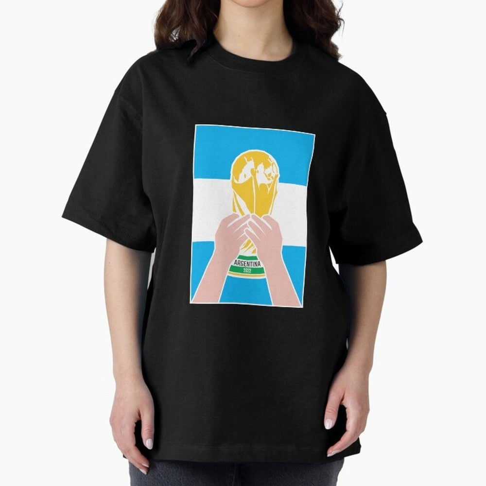 Champion Argentina 2022 Oversized T-Shirt Show Support during FIFA World Cup 2026 USA Canada Mexico Built around Cristiano Ronaldo, Haaland and CR7, Spain Energy, Champion Mindset, Group Stage Buzz, Knockout Tension and Passionate Fan Culture;