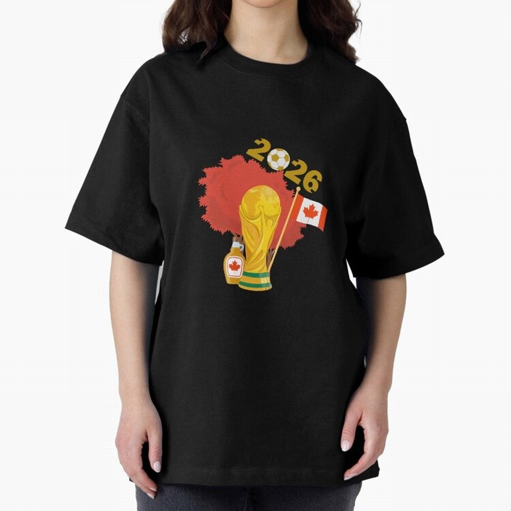 Canada 2026 Football Championship Golden Oversized T-Shirt Carry the Dream of FIFA World Cup 2026 Group Stage Connected to Neymar, Haaland and Cristiano Ronaldo, Brazil Energy, Football History, Final Match Energy, Crowd Noise and Once in a