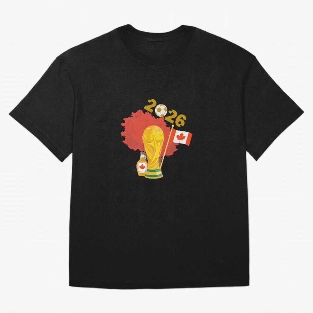 Canada 2026 Football Championship Golden Oversized T-Shirt Carry the Dream of FIFA World Cup 2026 Group Stage Connected to Neymar, Haaland and Cristiano Ronaldo, Brazil Energy, Football History, Final Match Energy, Crowd Noise and Once in a