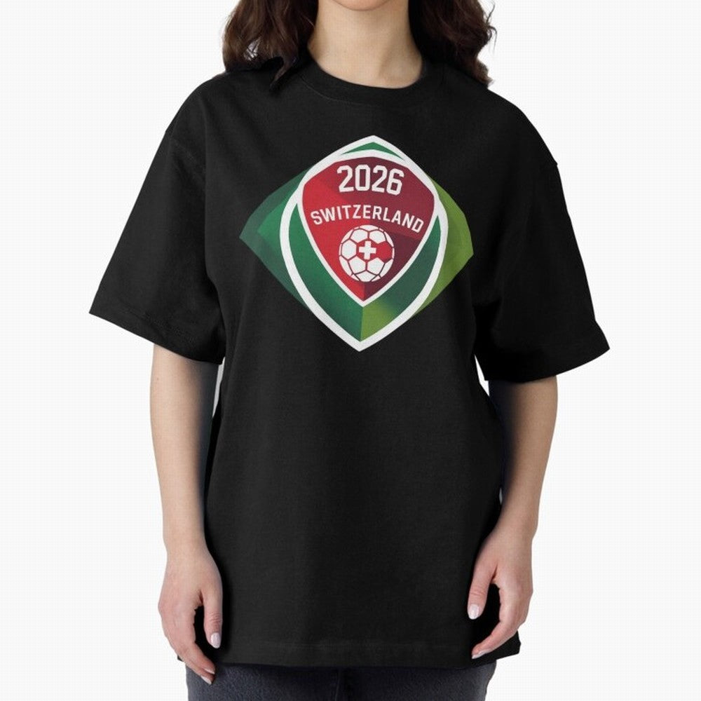 Switzerland 2026 Oversized T-Shirt Bring Home FIFA World Cup 2026 Group Stage for Fans of Mbappe and Neymar and Spain and Netherlands, Bringing Stadium Memories, Football Loyalty, International Chants and Championship Tradition; Great for