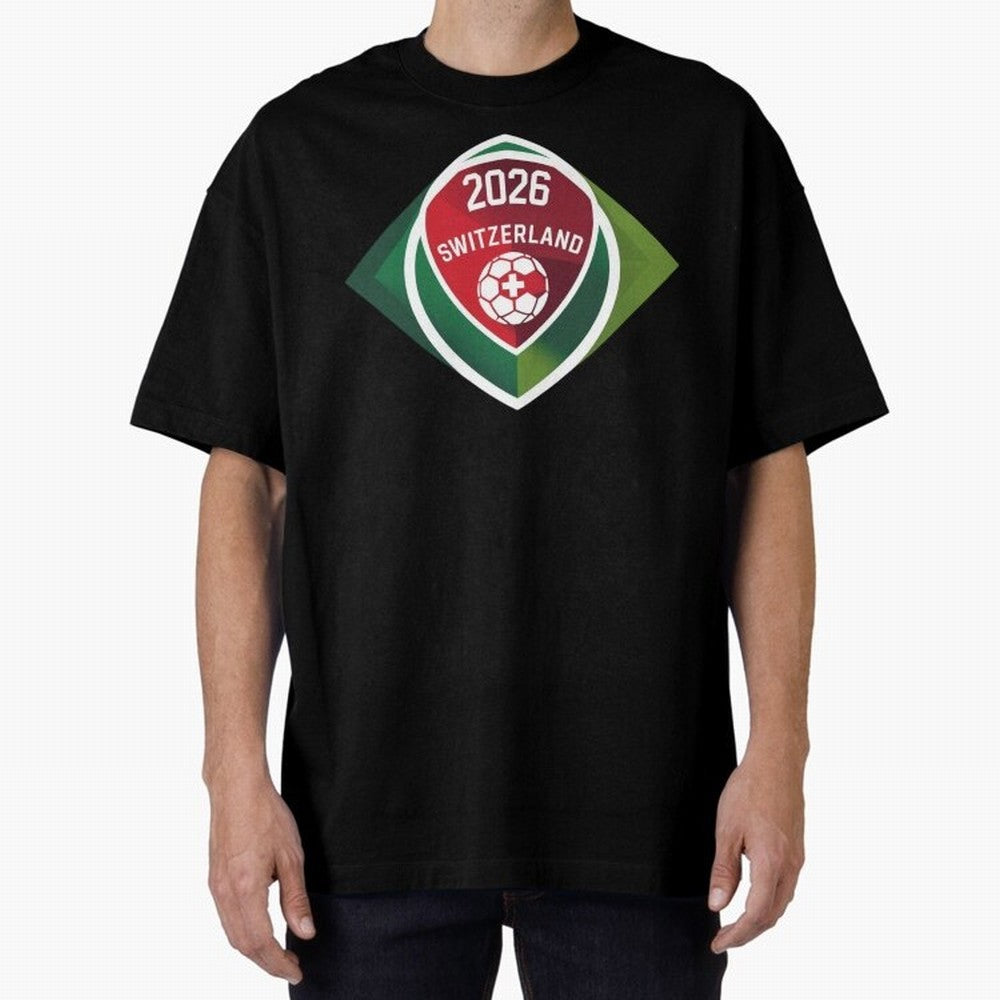 Switzerland 2026 Oversized T-Shirt Bring Home FIFA World Cup 2026 Group Stage for Fans of Mbappe and Neymar and Spain and Netherlands, Bringing Stadium Memories, Football Loyalty, International Chants and Championship Tradition; Great for