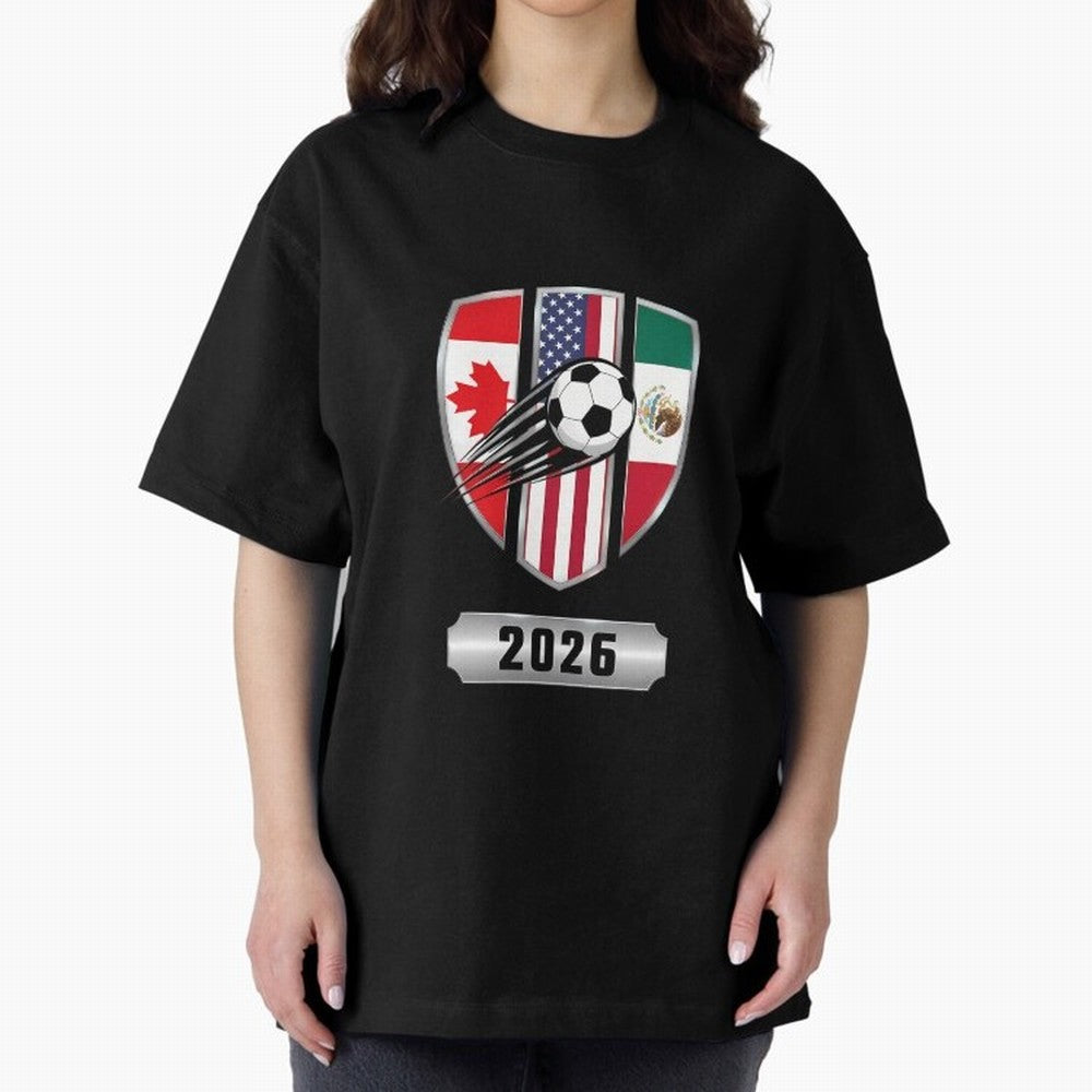 North United America Shield 2026 Cup Oversized T-Shirt Show Match Day Excitement for FIFA World Cup 2026 Featuring Messi, CR7 and Mbappe, Netherlands Energy, Tournament Hype, Historic Matchups, Family Viewing Parties and Global Sports Pride; Ideal