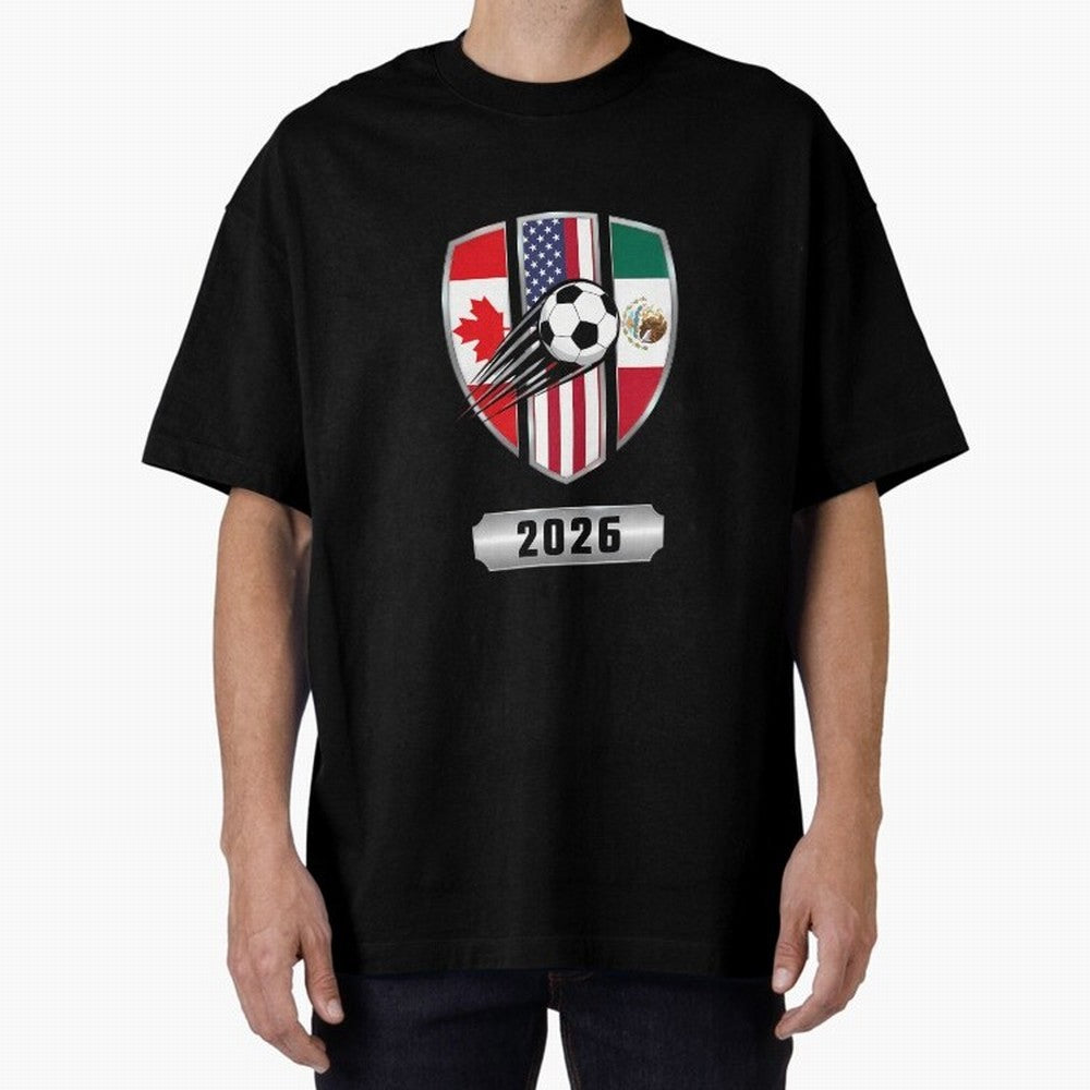 North United America Shield 2026 Cup Oversized T-Shirt Show Match Day Excitement for FIFA World Cup 2026 Featuring Messi, CR7 and Mbappe, Netherlands Energy, Tournament Hype, Historic Matchups, Family Viewing Parties and Global Sports Pride; Ideal