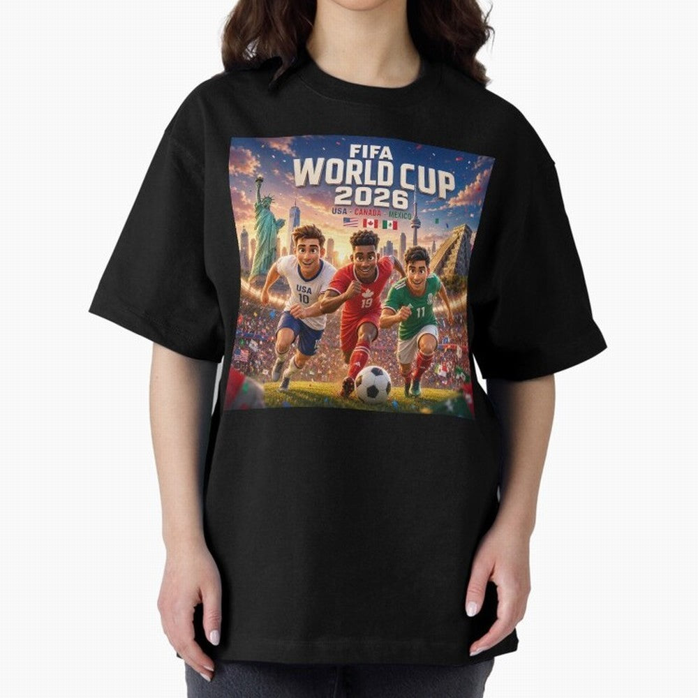 ? USA Canada Mexico Football 2026 #football 2026 Oversized T-Shirt Represent Fans Who Live for FIFA World Cup 2026 Centered on Mbappe, Brazil, Portugal and Argentina Energy, Retro Football Energy, Iconic Rivalries, Trophy Chase Drama and Stadium