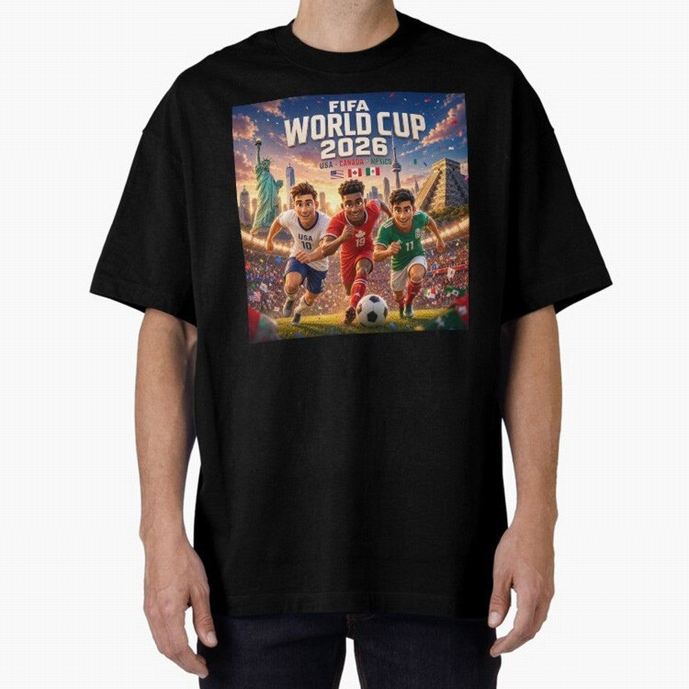 ? USA Canada Mexico Football 2026 #football 2026 Oversized T-Shirt Represent Fans Who Live for FIFA World Cup 2026 Centered on Mbappe, Brazil, Portugal and Argentina Energy, Retro Football Energy, Iconic Rivalries, Trophy Chase Drama and Stadium