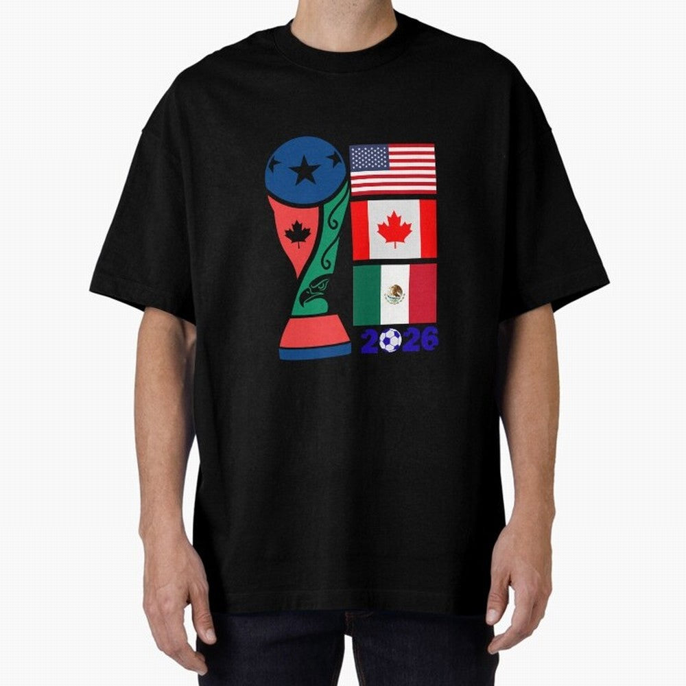 North America Football Unity 2026 Oversized T-Shirt Bring Retro Soccer Energy to Global Football Passion for FIFA World Cup 2026, Made for Haaland and Mbappe, France, Sports Nostalgia, International Competition, Famous Players and Unforgettable