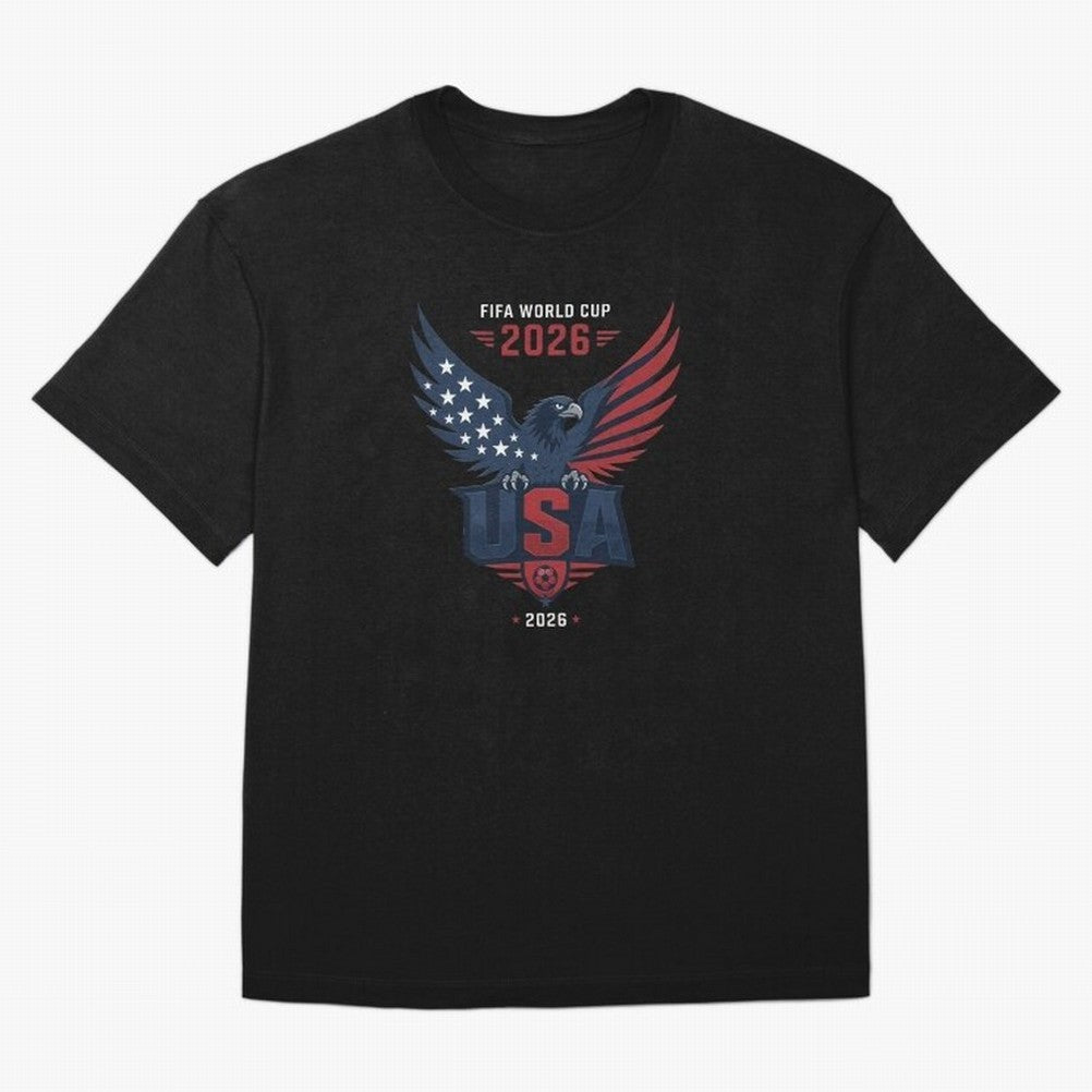 FIFA World Cup 2026 USA Eagle Soccer Logo Oversized T-Shirt Celebrate Fan Culture around FIFA World Cup 2026 Group Stage for Fans of Mbappe and Portugal, Spain and Germany, Bringing Tournament Hype, Historic Matchups, Family Viewing Parties and
