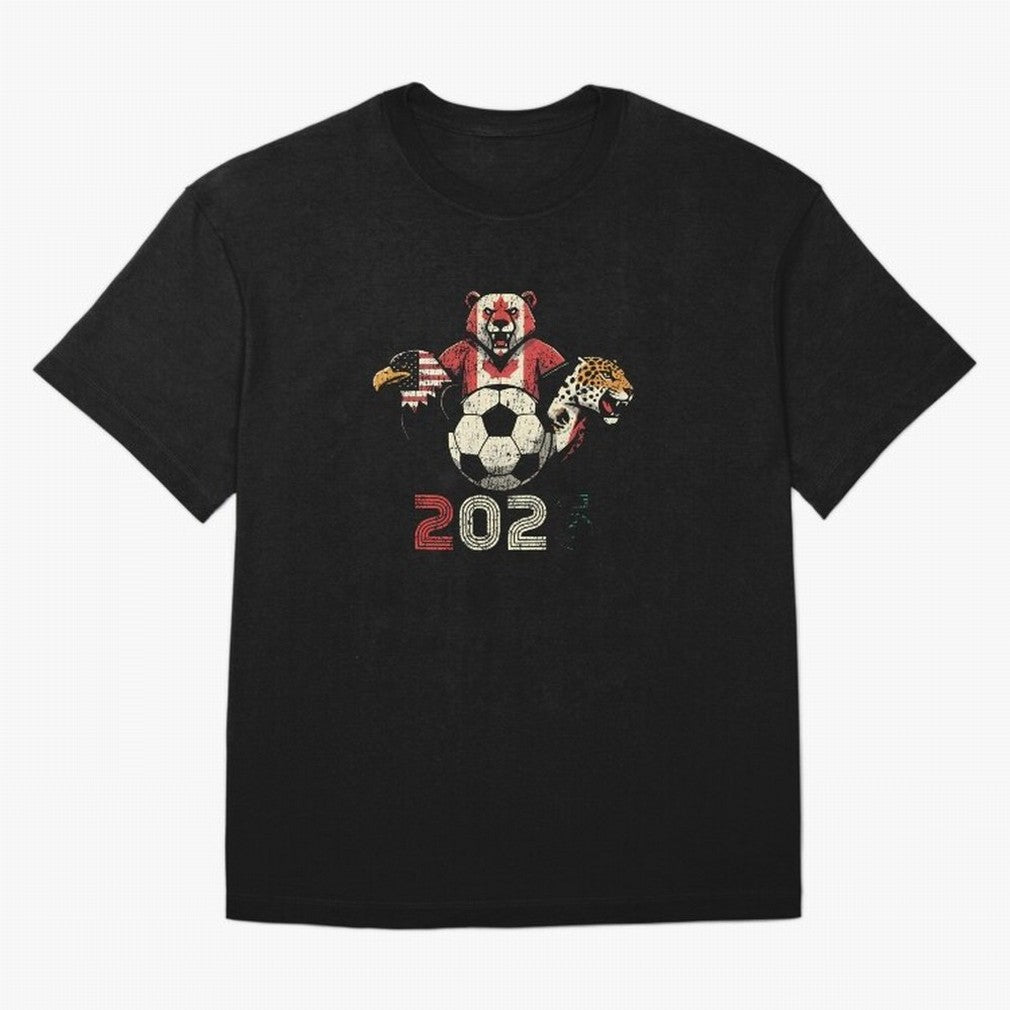 United 2026 Soccer Mascots North America Tournament T-Shirt_83157189 Oversized T-Shirt Represent FIFA World Cup 2026 Group Stage for Fans of Messi, CR7 and Mbappe and Spain, Bringing Tournament Hype, Historic Matchups, Family Viewing Parties and