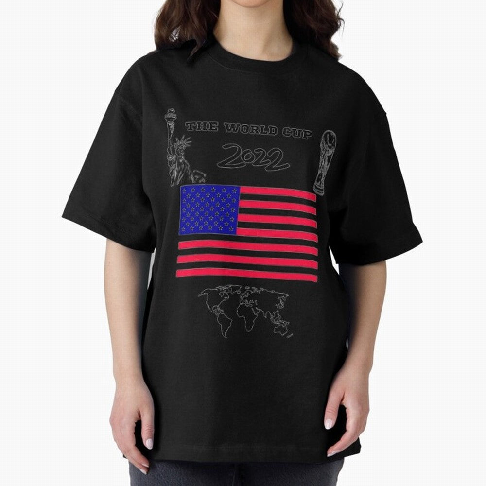 T-shirt for World cup, USA Oversized T-Shirt Enjoy FIFA World Cup 2026 Group Stage Driven by Messi, Neymar and Mbappe, France Energy, Classic Soccer Heritage, Championship Pressure, Fan Loyalty and International Pride; Perfect for Supporters Who