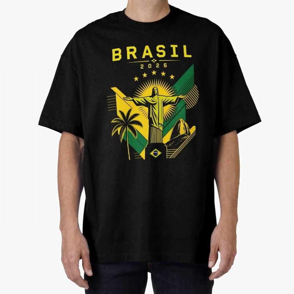 Brasil 2026 Christ the Redeemer Rio Oversized T-Shirt Honor Champions and Dreams in the FIFA World Cup 2026 USA Canada Mexico Journey through Mbappe Highlights, England Pride, Game Day Rituals, Football Legends, Country Pride and the Road to the