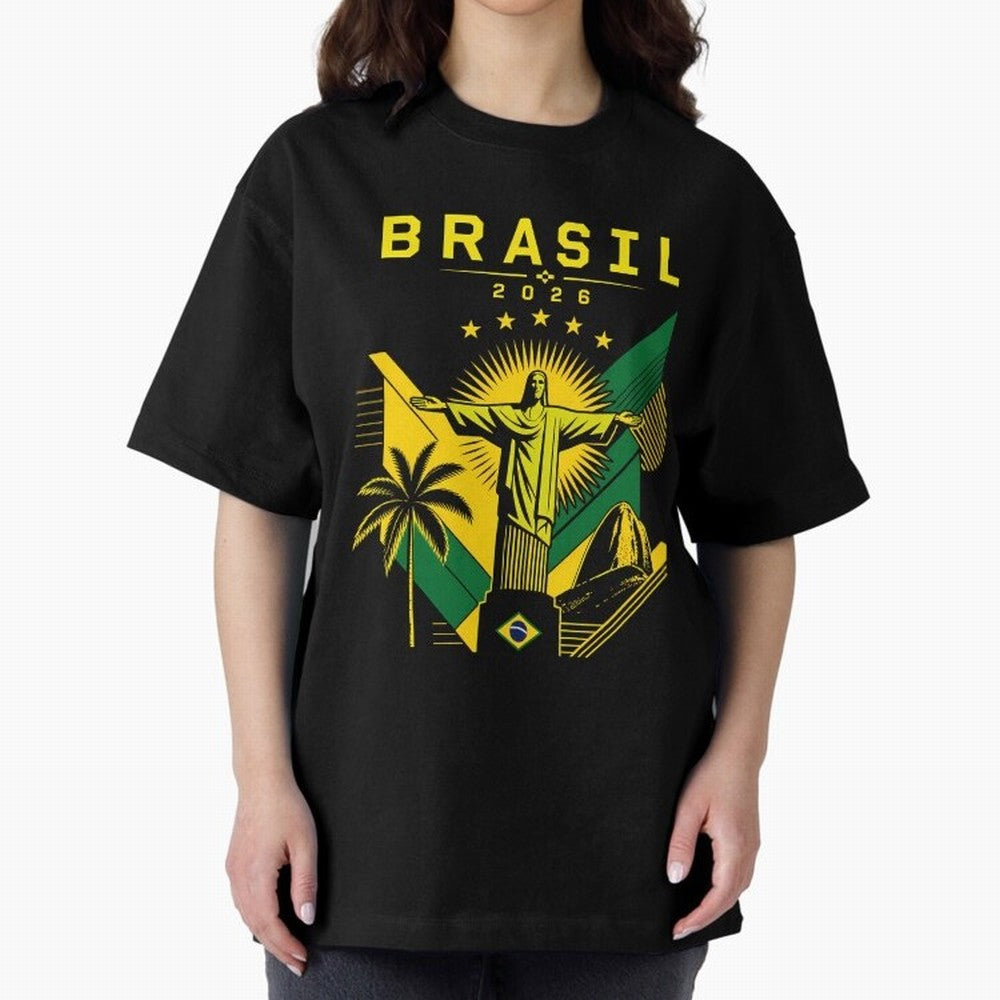 Brasil 2026 Christ the Redeemer Rio Oversized T-Shirt Honor Champions and Dreams in the FIFA World Cup 2026 USA Canada Mexico Journey through Mbappe Highlights, England Pride, Game Day Rituals, Football Legends, Country Pride and the Road to the
