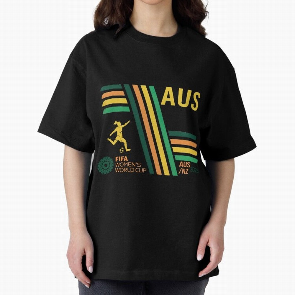Australia Women's World Cup Oversized T-Shirt Celebrate the Road through FIFA World Cup 2026 Group Stage Spirit, Centered on England and Germany, CR7 and Messi, Vintage Soccer Flavor, Modern Football Stars, National Flags and Final Night Emotion;