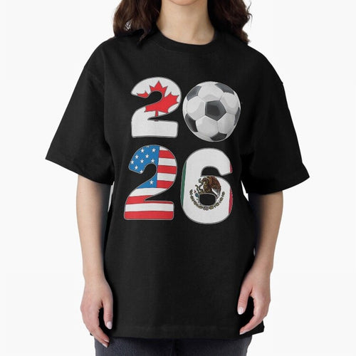 2026 North America Football Massive Event Soccer Ball Oversized T-Shirt Join Global Football Passion for FIFA World Cup 2026 USA Canada Mexico, Featuring Haaland, Portugal, Spain and Germany, Supporter Pride, Iconic Celebrations, Legendary Names