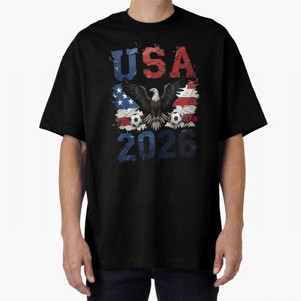 USA 2026 Soccer Eagle - World Cup Football Oversized T-Shirt Celebrate Football Heritage in the FIFA World Cup 2026 Journey through Mbappe Highlights, Portugal Pride, Global Supporter Spirit, Legendary Goals, National Colors and Tournament