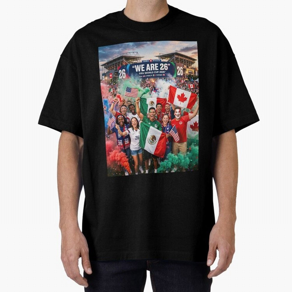 2026 World Cup Fans Celebrate Oversized T-Shirt Celebrate Soccer Greatness during Global Football Passion for FIFA World Cup 2026 USA Canada Mexico, Inspired by Cristiano Ronaldo, Haaland and CR7, England and Germany, Worldwide Fan Energy, Dramatic