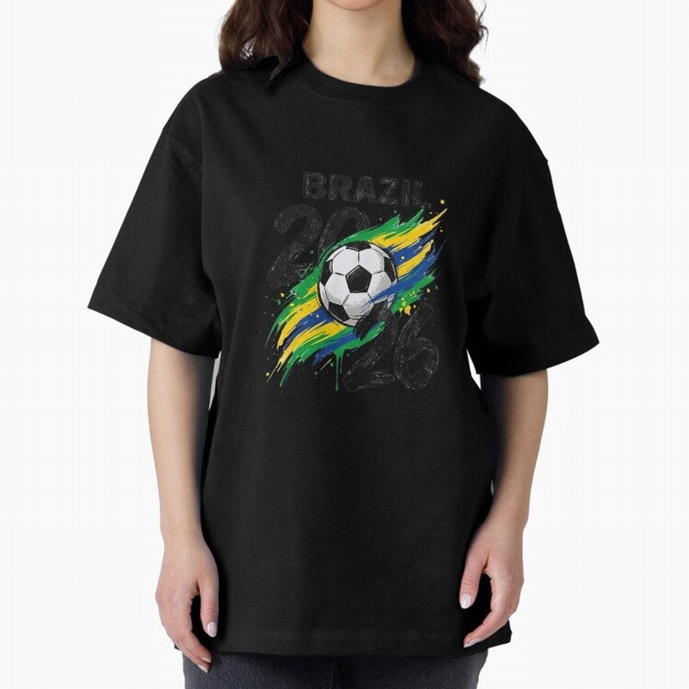 Brazil Soccer 2026 Fan Shirt ¨C Brazil Football Supporter Oversized T-Shirt Feel International Energy from Global Football Passion for FIFA World Cup 2026 USA Canada Mexico, Capturing Mbappe, Spain and Netherlands, Champion Mindset, Group Stage