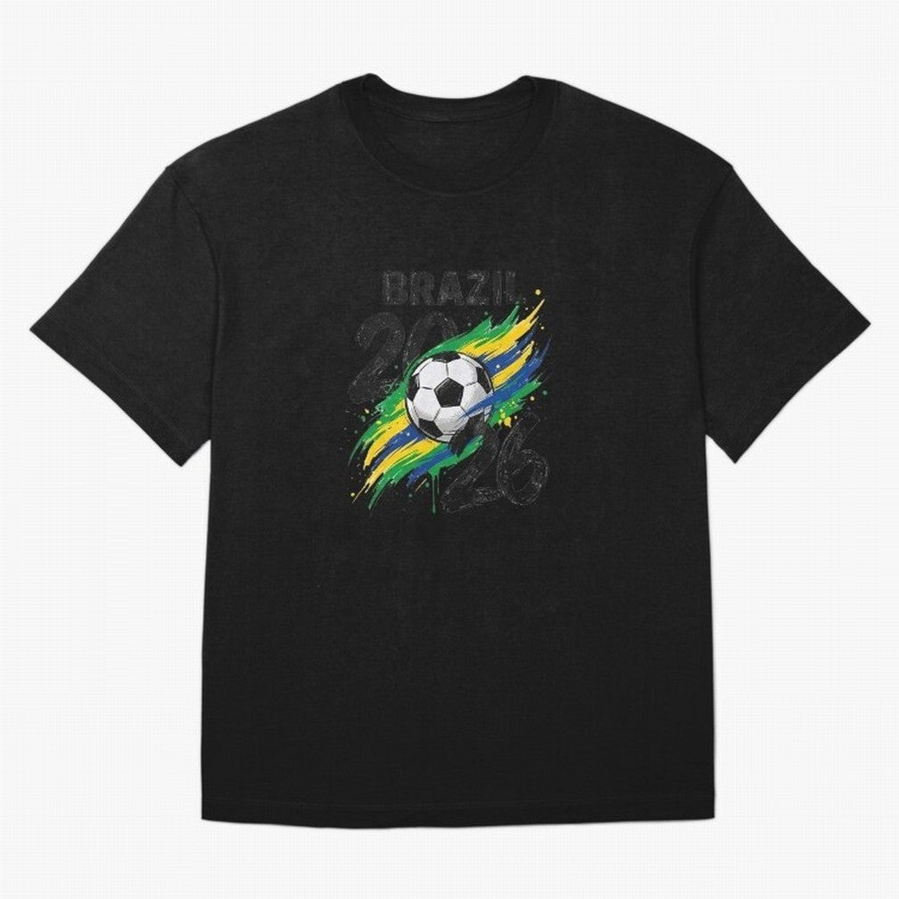 Brazil Soccer 2026 Fan Shirt ¨C Brazil Football Supporter Oversized T-Shirt Feel International Energy from Global Football Passion for FIFA World Cup 2026 USA Canada Mexico, Capturing Mbappe, Spain and Netherlands, Champion Mindset, Group Stage